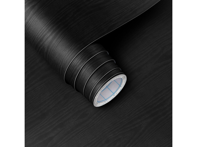 Peel and Stick Wallpaper Black Wallpaper Black Wood Contact Paper Self Adhesive Removable Wood Wall Paper Waterproof Vinyl for Countertop Cabinet...