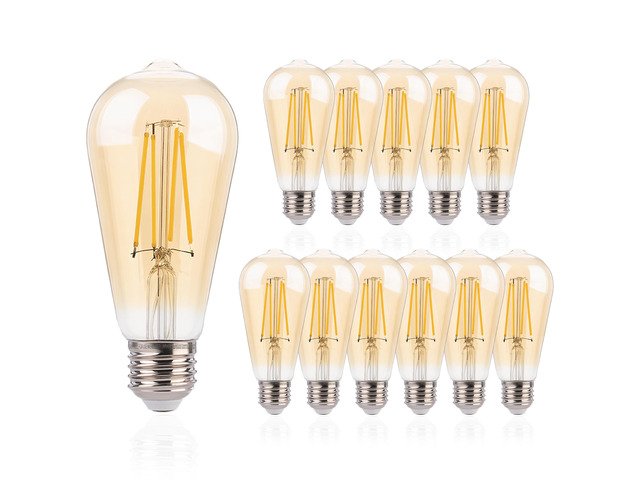 ST19 LED Edison Bulbs 40W Equivalent, 4W Amber Glass Vintage Light Bulbs, 2200K Warm White Dimmable, High CRI 90+, 400LM E26 Base, Decorative LED...