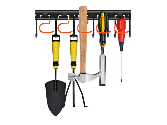 17'' All Metal Garden Tool Organizer Adjustable Garage Tool Organizer Wall Mount Garage Organizers and Storage with Heavy Duty Hooks Tool Hangers...