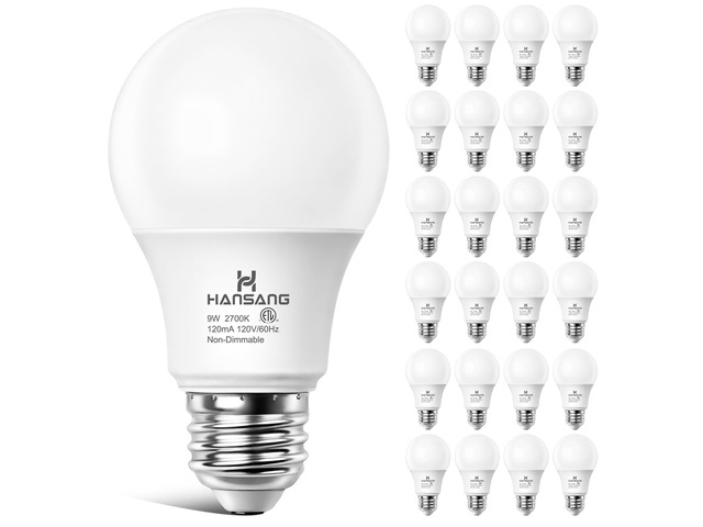 24 Pack A19 LED Bulb 2700K Soft White E26 Base 60 Watt 9W 900LM CRI 85+ 120V 800 Lumens,Warm Light Bulbs for Bedroom Living Room,No...