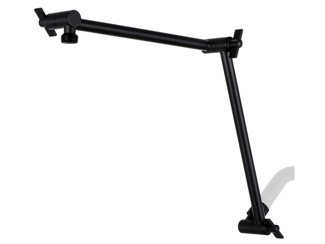 20 Inch Solid Brass Shower Head Extension Arm (Matte Black) Rise or Lower Shower Head, All Metal, Height & Angle Adjustable Extender, Firmly Secure...
