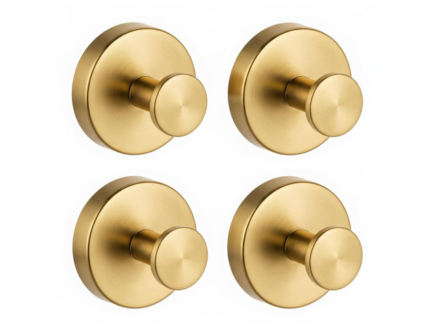 Suction Cup Gold Shower Hooks, Suction Towel Hooks for Bathrooms Waterproof, No Drill, Heavy Duty, Stainless Steel, Removable, Renter Friendly,...