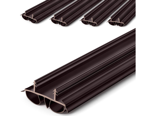 4 Pcs 36' Kerf Door Sweep Double Bubble Kerf Brown 1-3/4' Wide Vinyl Seal, Exterior Door Sweeps for Energy Saving, Blocks Dust Insects Noise,...