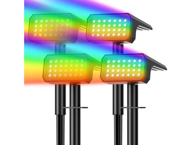 Color Changing Solar Spot Lights Outdoor Waterproof, 10 Pack, 28 LED RGB IP67, 7 Modes Auto On/Off, Solar Powered Spotlights for Yard Garden...