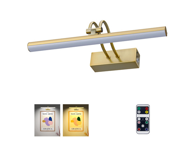 Cordless Picture Light,5000mAh Wall Sconce,20' Art Light,Brass Rechargeable Picture Lights,Remote Timer and Dimmer Gallery Light for Painting,Room...