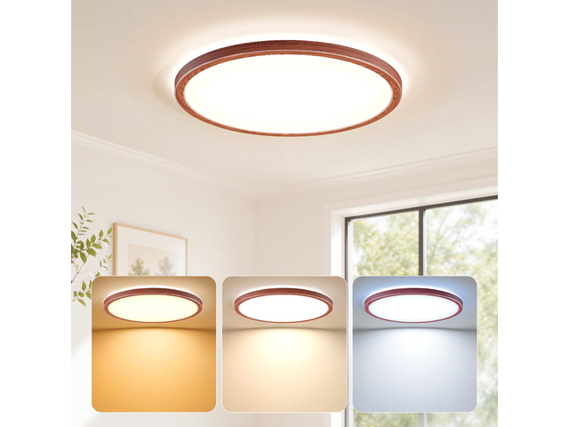 LED Flush Mount Ceiling Light, 12 Inch 24W 3000K/4000K/5000K Hardwire Light Fixture, Ultra Thin Round White Lamp for Kitchen Porch Bedroom Hallway...