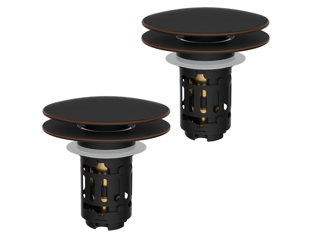 2 Pack 3 in 1 Bathroom Sink Drain Strainer, Pop Up Sink Stopper with Big Push Cap, Anti-Clogging Metal Filter Basket,Sink Plug with Hair Catcher...
