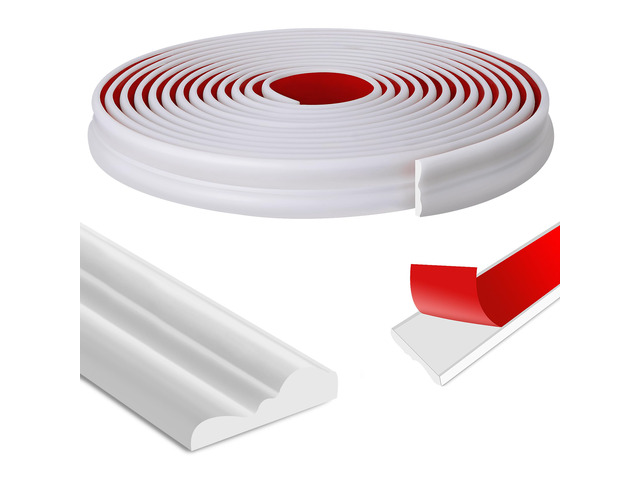 20 Ft x 1.1' Wall Decoration Molding Trim, White Self-Adhesive 3D Chair Rail Panel Molding, Flexible DIY Wall Trim for Mirror, Window Frame and...