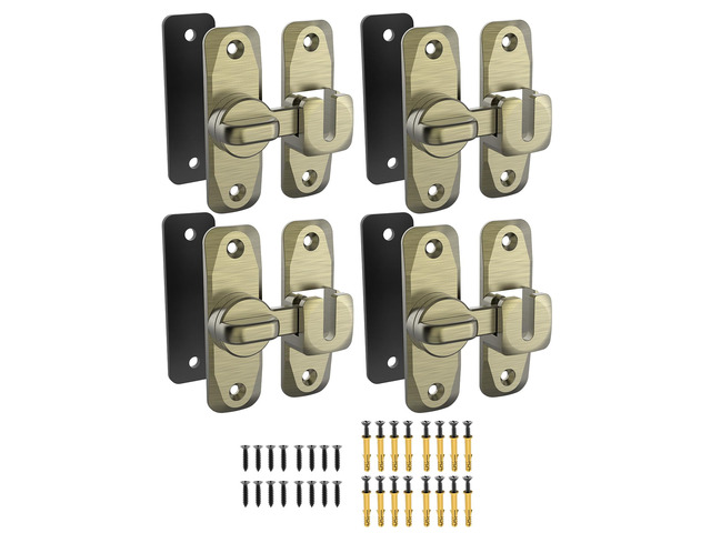 90/180 Degree Flip Barn Door Lock, Sliding Door Latch, Bronze-4PCS Protect Privacy - Security Lock, Small Gate Latches Hardware for Barn, Garden,...