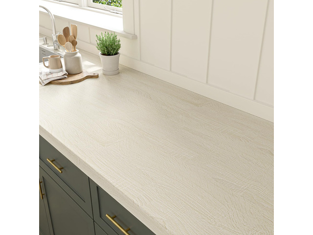 Oak Wood Wallpaper Peel and Stick Light Wooden Contact Paper Removable Textured Light Wood Cabinet Vinyl Wrap for Countertops Kitchen Cabinets...