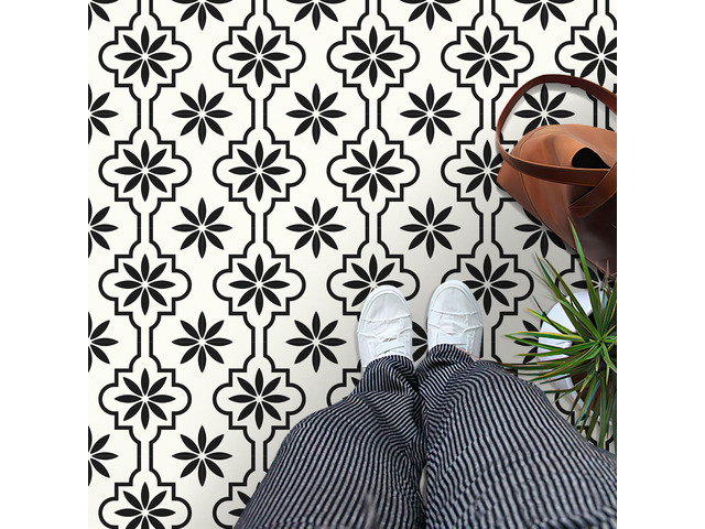 Peel and Stick Floor Tile Vinyl Flooring 40PCS 7.87' x 7.87' Renter Friendly Removable Waterproof DIY Bathroom Kitchen Fireplace Pet House Stairs...