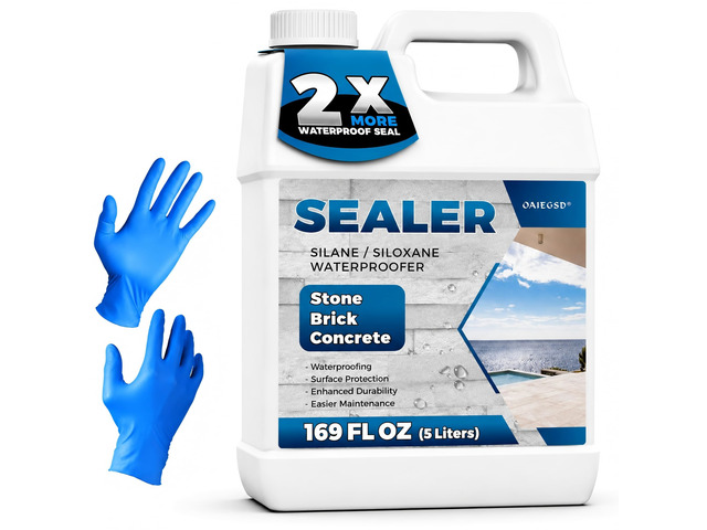 1.3 Gallon All Purpose Concrete Sealer, Penetrating Water Repellent Protects Concrete, Brick, Pavers and Stone from Water Damage with a...
