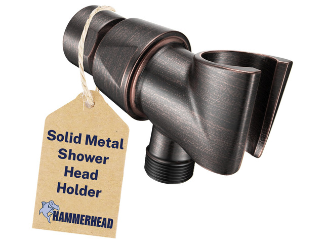Solid Metal Handheld Showerhead Holder, Adjustable Wand Holder with Universal Wall Hook Bracket and Brass Pivot Ball, Oil Rubbed Bronze