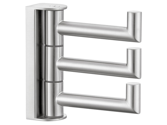 Swivel Towel Hook 3 Arms, Robe Coat Wall Hook, Brushed Nickel Solid SUS304 Stainless Steel, Hand Towel Holder for Bathroom Shower Kitchen, Fold...