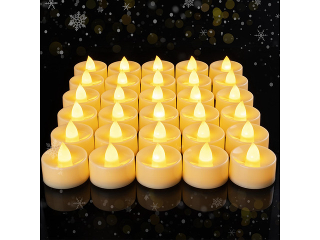 100 Pcs Flickering Flameless LED Tea Lights Battery Operated, Ivory 200+ Hours Long Lasting Electric Candle for Wedding Table Centerpiece, Party,...