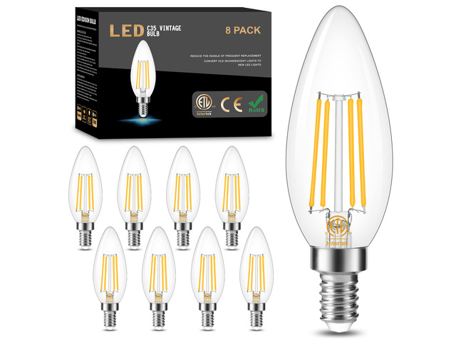 Dimmable E12 LED Candelabra Bulb 3000K Soft White 60W Equivalent 8 Pack, 600LM, CRI 85+, AC 120V, Type B Bulb for Chandeliers, Ceiling Fans, Clear...
