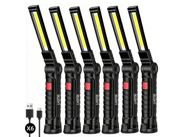 Rechargeable LED Work Light/Flashlight for Mechanic(6 Pack) Magnetic, 360Â° Rotate,7 H Run Time,Tool Gifts for Men Dad, Automotive Trouble Light for...