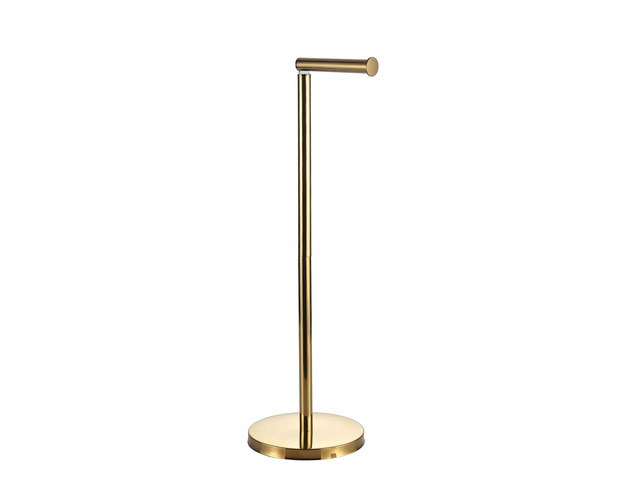 Toilet Paper Holder Standing On Floor Polished Gold, Tissue Holder On Floor with Reserve Storage Paper Rolls, Free-Standing Roll Paper Holder
