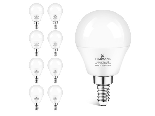 8 Pack E12 LED Ceiling Fan Light Bulbs 6W, 60W Equivalent 5000K Daylight E12 Small Base Candelabra Light Bulbs, A15 LED Light Bulb, CRI85+...