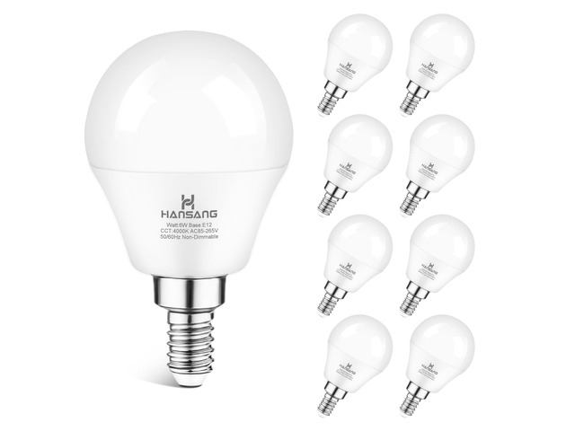 8 Pack E12 LED Small Base Light Bulb 4000K Natural White 60W Equivalent 6W Ceiling Fan Light Bulbs, A15 LED Candelabra Light Bulbs CRI85+, 120V...