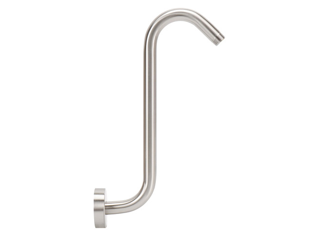 S Shaped Shower Head Riser Arm, Shower Extender Arm with Flange, Standard 1/2' Connection- Bathroom Accessory (12 Inch, Brushed Nickel)