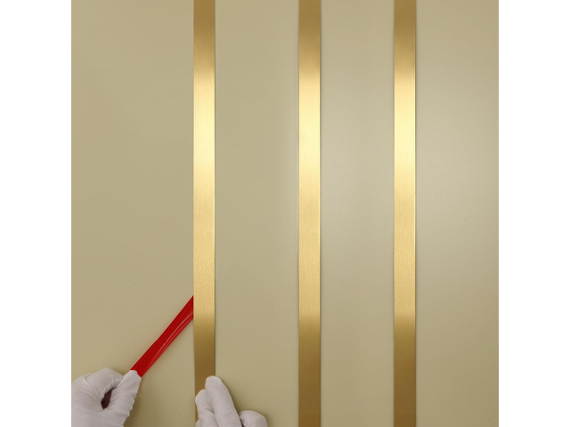 Gold Metalized Brushed Finish Molding Trim, Peel and Stick Strip for Mirror Frame, Wall, Fireplace and Home DIY Decoration (32.8 ft x 1.6 inch)
