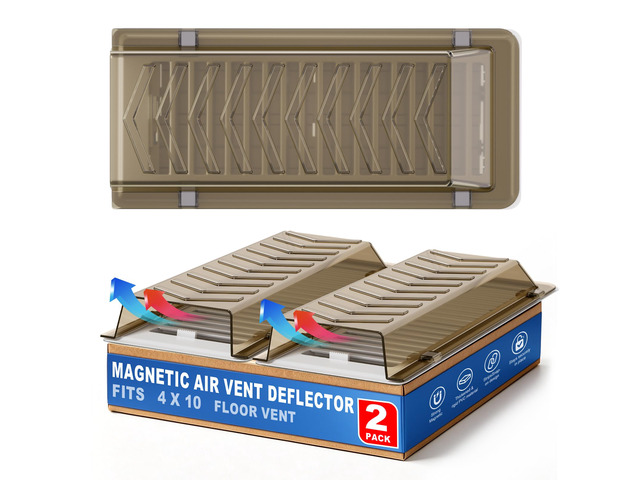 Super Strong Magnetic Vent Deflector, Sideways AC Vent Deflector, Brown 2 Pack Snap-Lock Vent Redirector for 4'x10' Wall/Floor/Ceiling Registers,...