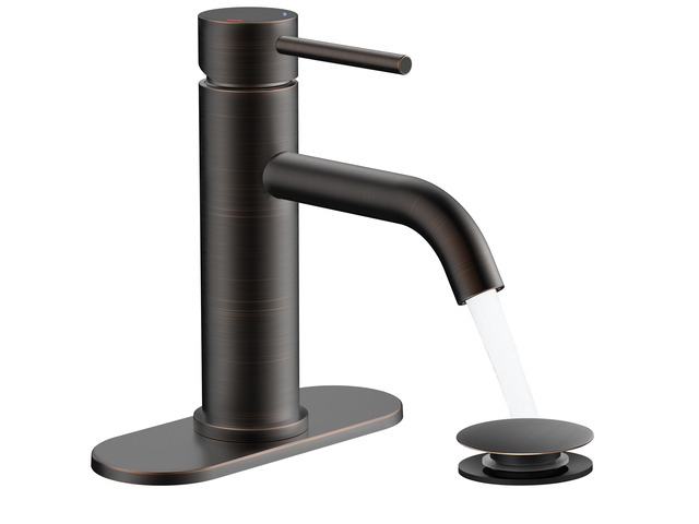 Bathroom Faucet 1 Hole, Single Handle Vainty Sink Faucets Bronze for 1 or 3 Hole 4 Inch Centerset Sink, with Pop-up Drain, NSF61 Certificate, for...