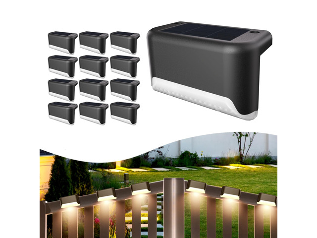 Solar Deck Lights Outdoor, 12Pcs Solar Step Lights, Waterproof LED Solar Lights for Outdoor Stairs, Step, Fence, Yard, Patio, Railing, Garden and...
