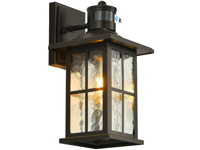 Motion Sensor Porch Light Black Dusk to Dawn Outdoor Wall Lantern Exterior Sconce Lighting Fixtures Modern Outside Wall Mount Coach Lamp for House...