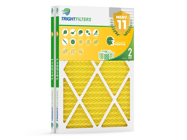 14x20x1 Air Filter MERV 11 HVAC Furnace Filter Pleated 2 Pack Electrostatic Pleated, 3-Month HVAC AC Furnace Filters Replacement, MPR 1000-1200 &...