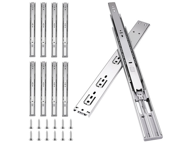 18 inch Drawer Slides 4 Pairs (8pcs) Soft Self Close Full Extension Ball Bearing Drawer Rails Side Mount Metal Dresser Runners for File Cabinet...