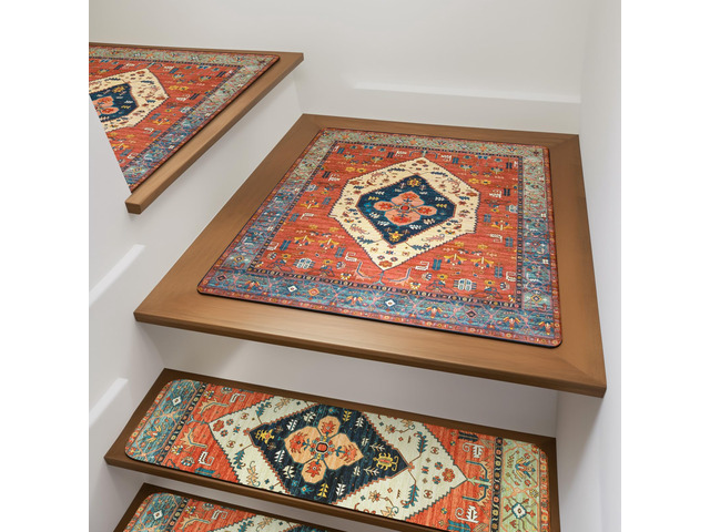 Stair Treads Non-Slip Matching Mat for Wooden Steps 31'x31' Stair Rugs Square Capet Stair Treads Rubber Backing Stair Runner Anti-Slip Stair...