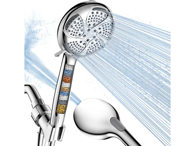 Filtered Shower Head with Handheld, High Pressure 7-Spray Showerhead Shower Filter Head for Hard Water, Remove Chlorine, Reduce Dry Itchy Skin,...