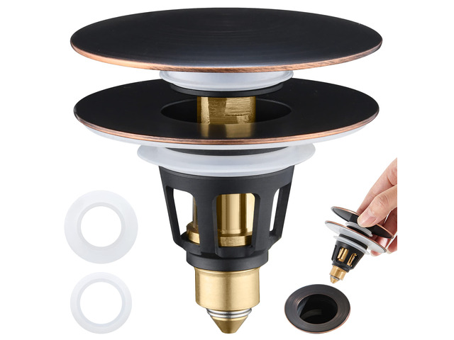 Universal 3-in-1 Bathroom Sink Stopper - Pop Up Sink Drain Stopper, Push Button Sink Drain Stopper Replacement, Wash Basin Drain Filter Plug with...