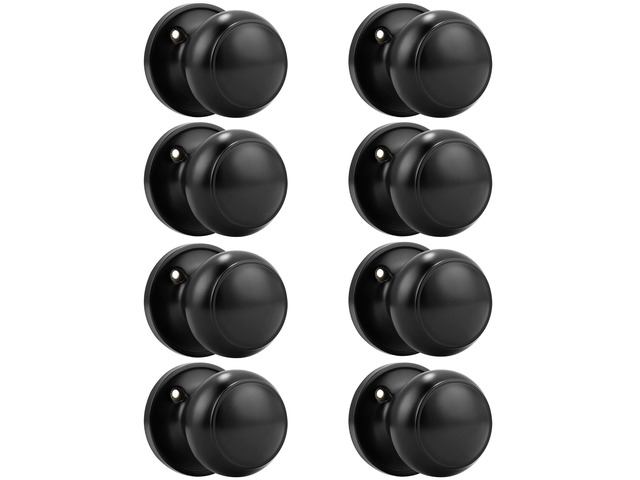 (8 Pack Classic Closet Door Knobs Dummy Door Knob, Individual Non-Turning Dummy Door Knob Single Side, Black Interior Door Knobs, Easy Installation