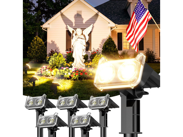 Solar Lights Outdoor Waterproof IP65, 6 Pack Solar Spot Lights Outdoor with 14 Big LEDs, 2-in-1 Wall Lights & 2 Modes Solar Landscape Spotlights...