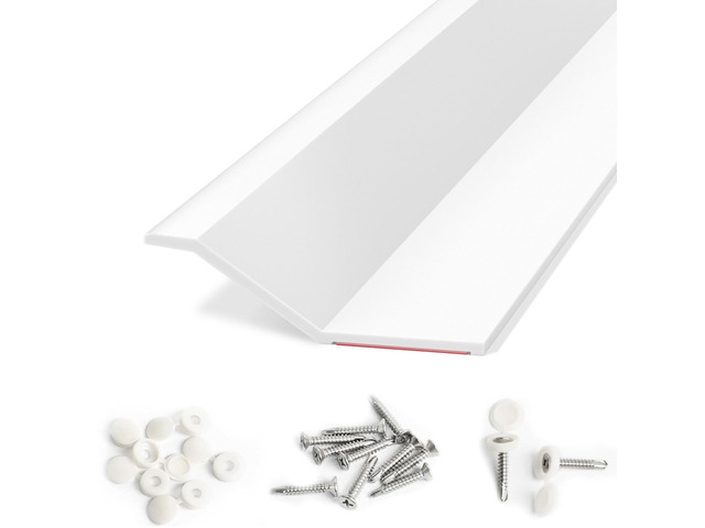 Garage Door Seal Top and Sides with Nails, 36 FT, White Garage door insulation weather stripping, universal fit, includes nails and lids, TPE...