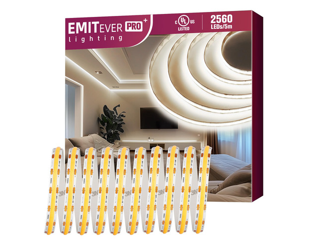 COB LED Strip Lights 4000K 24V, 16.4ft/5m, 2560LEDs, UL Listed Neutral White Tape Light Premium High Density,for...