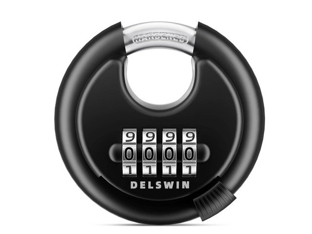 4 Digit Combination Disc Padlock with Hardened Steel Shackle Combo Lock for Sheds, Storage Unit, School Gym Locker and Fence (Black,1Pcs)