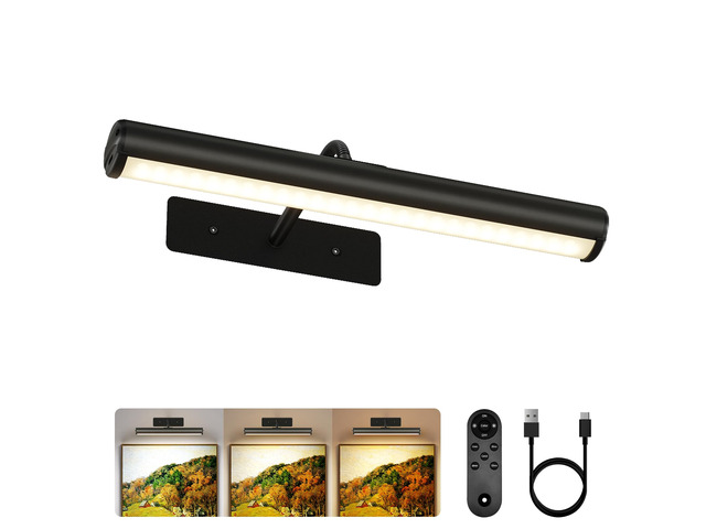 13-Inch Wireless Picture Light, 4000mAh Rechargeable Battery LED Art Light with Remote, Dimmable 3 Color Temps Painting Light for Living Room,...