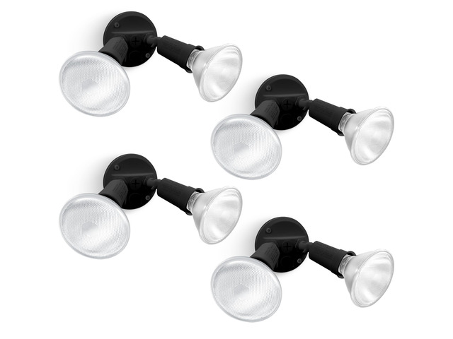 4 Pack Adjustable Twin Par Holder Outdoor Flood Lights, Switch Controlled Security Lights, Floodlights Fixture, Waterproof Exterior Max 300 Watt...