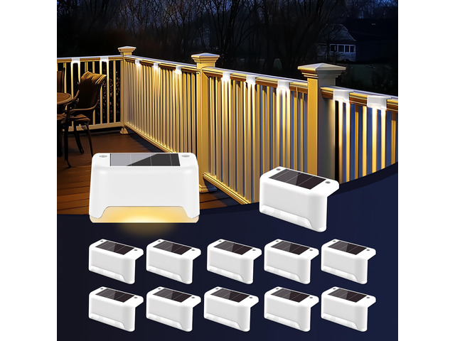 Solar Deck Lights, Solar Step Lights Waterproof, Warm White, 12 Pack
