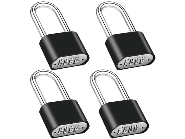 4pcs Combination Lock, 4-Digit Heavy Duty Combo Lock Combination Padlock Outdoor Waterproof Gate Locks for Outdoor Fence, Locker, Sheds, Gym, Gate...