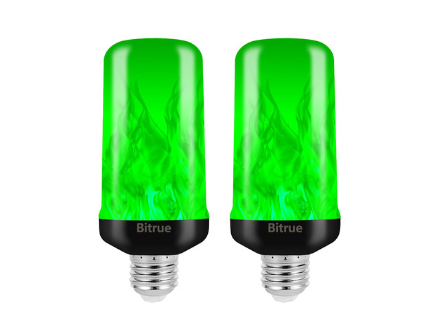 Flame Light Bulbs, 4 Modes Green LED Flame Effect Bulbs, E26 Base Fire Light Bulb with Gravity Sensor, Flickering Light Bulbs for Halloween Home...