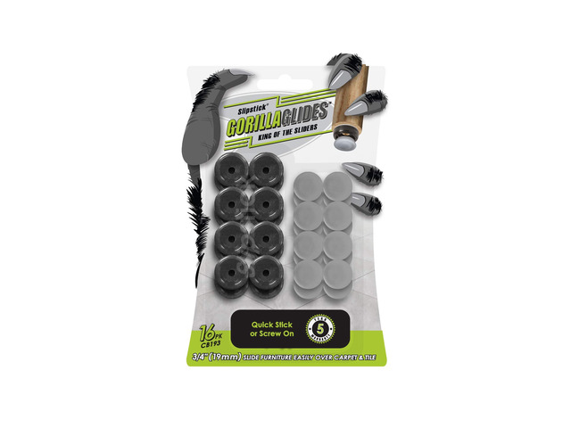 GorillaGlides Plastic Furniture Sliders/Screw On Floor Protectors for Carpet and Hard Surfaces, Round (0.75 Inch)