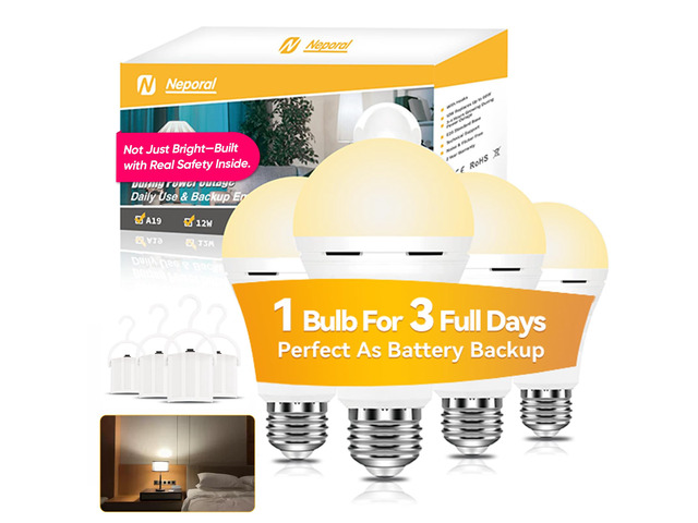 LITE PRO Rechargeable Light Bulbs, 2600mAh Large Battery Backup Light Bulbs, Perfect As Emergency Lights for Home, Hurricane Prepareness Item,...