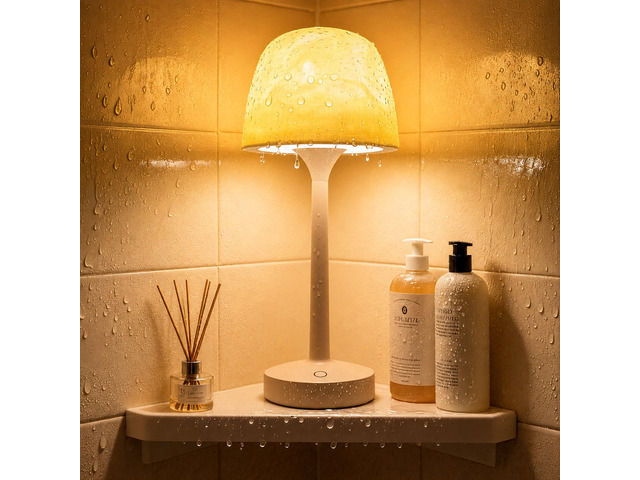 Waterproof Shower Lamp, Bathroom Lamp with 16 Color Ocean Wave Projector Spa-Like Rechargeable Shower Light with Remote & Touch Control Dimmable,...