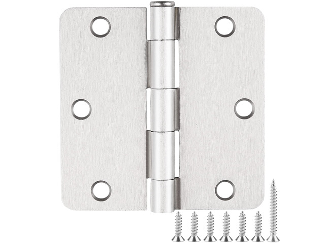 Brushed Nickel Door Hinges 3.5 Inch 1/4' Radius 30 Pack 3 1/2 Interior Door Hinge for Doors Wooden Silver Residential Standard Bedroom Indoor...