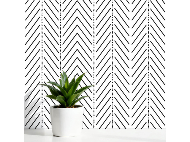 Black and White Wallpaper Striped Contact Paper Modern Wall Paper Peel and Stick Herringbone Renter Friendly Self-Adhesive Waterproof Removable...